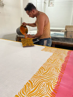 Hand printing of Vitushi Sarees