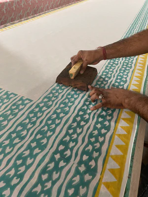 Hand printing of Vitushi Sarees