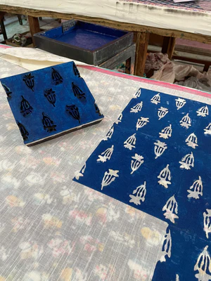Hand printing of Vitushi Sarees