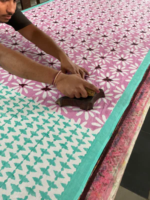 Hand printing of Vitushi Sarees