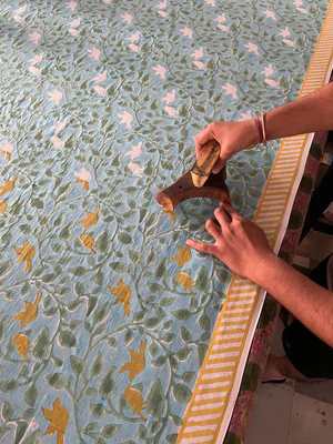 Hand printing of Vitushi Sarees