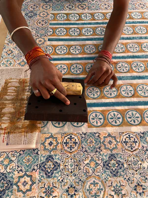 Hand printing of Vitushi Sarees