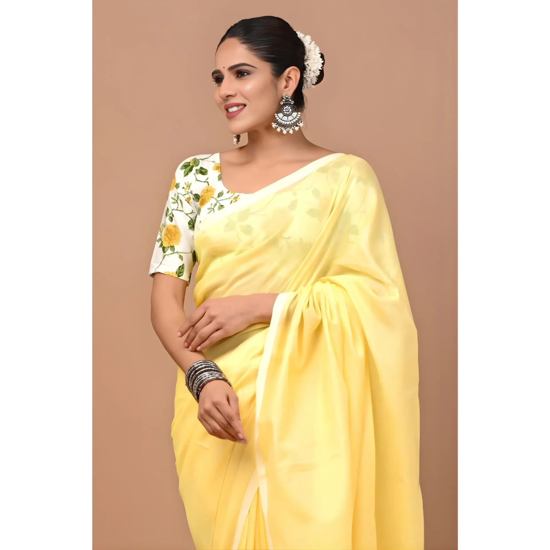 Light Sunshine Yellow Khadi Cotton Saree