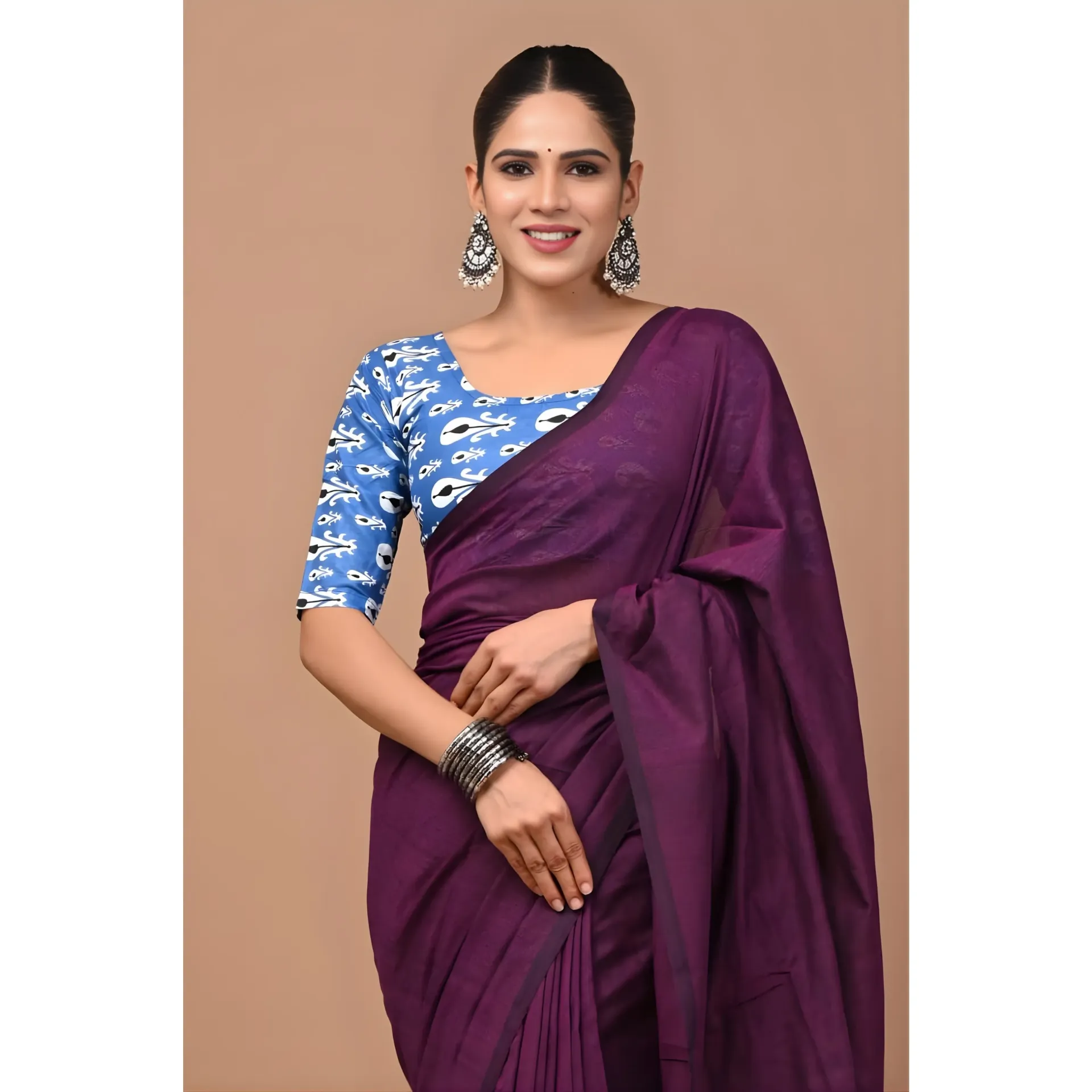 Wine Purple Khadi Cotton Saree