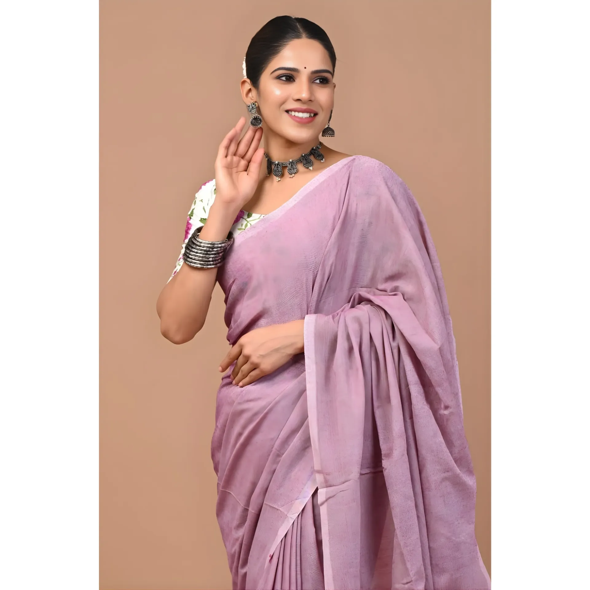 Old Rose Khadi Cotton Saree