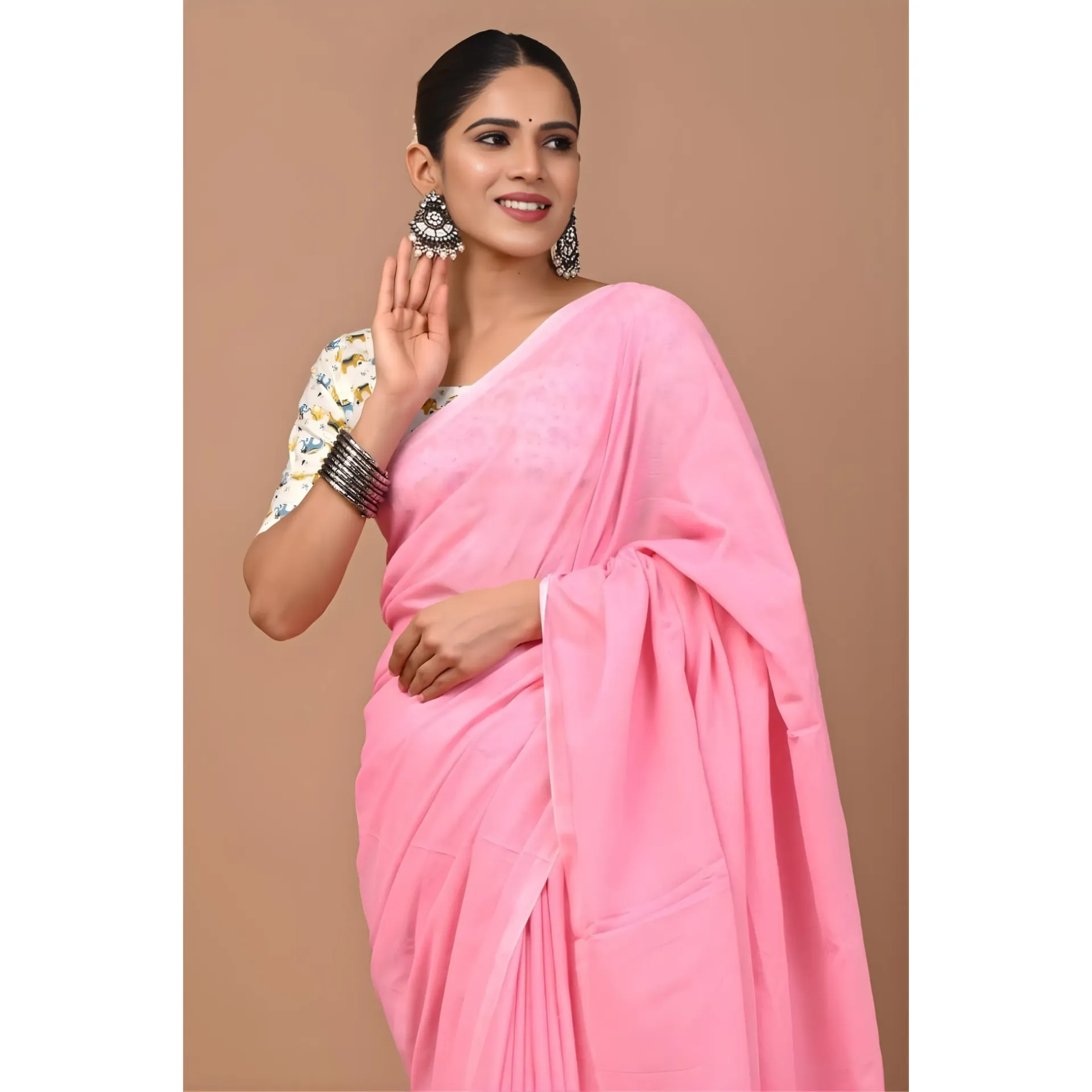 Pastel Pink Khadi Cotton Saree