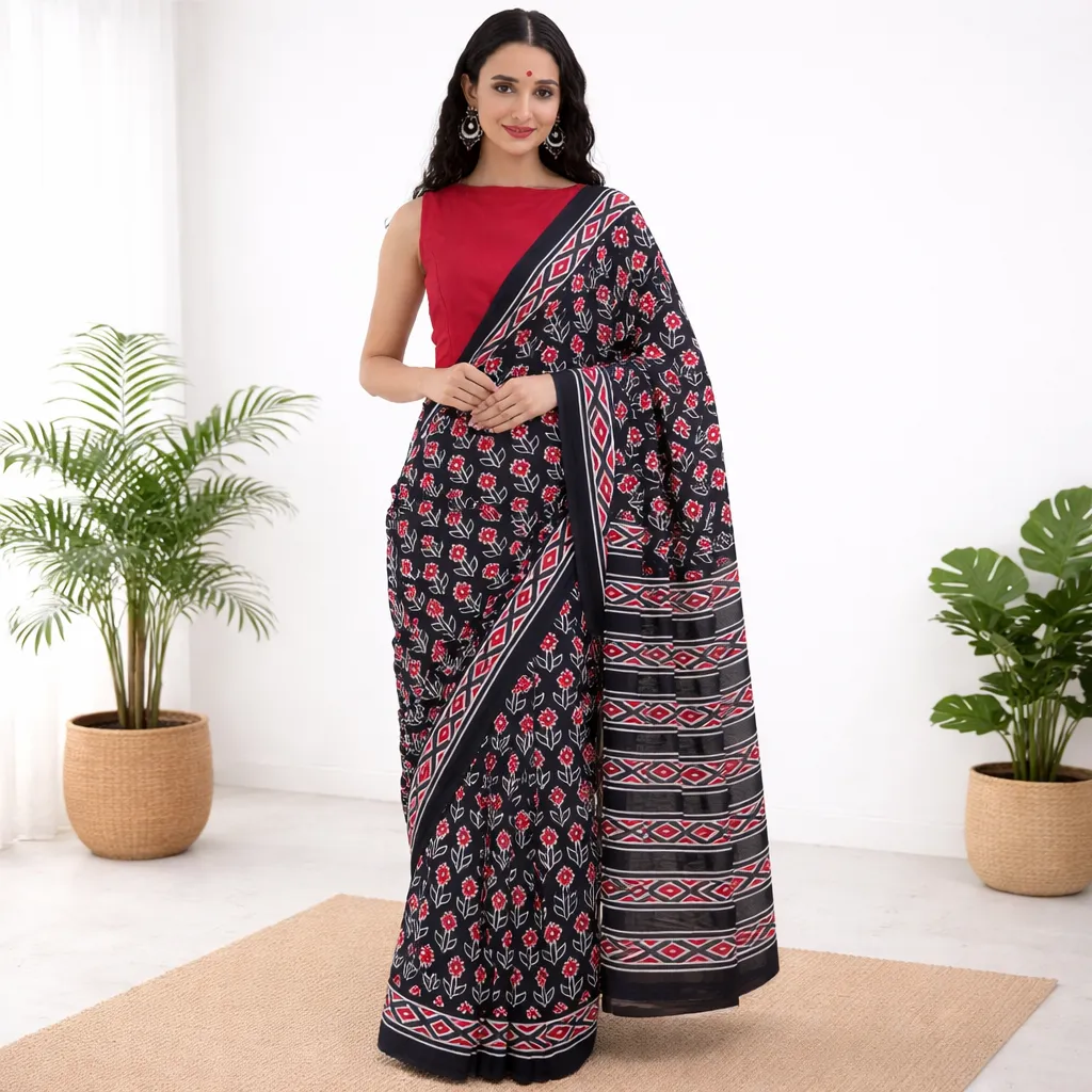 Nisha Pushpa Mul Cotton Saree