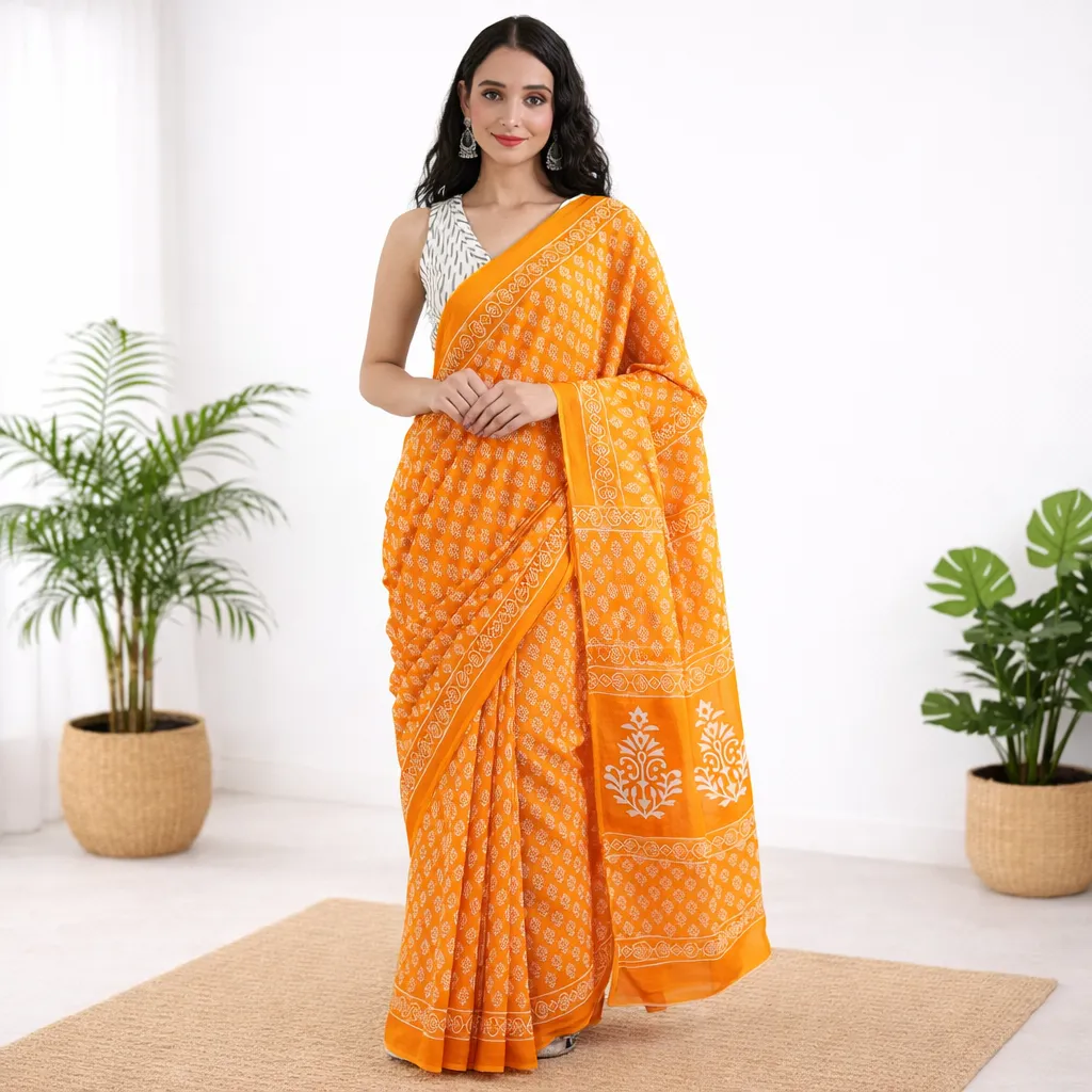 Kesari Vanaaz Mul Cotton Saree