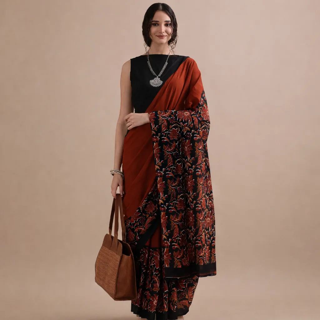 Tamarind Vriksha Mul Cotton Saree