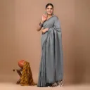 Ash Grey Khadi Cotton Saree