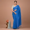 Royal blue Khadi Cotton Saree