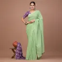 Pistachio Green Khadi Cotton Saree