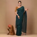 Deep Teal Green Khadi Cotton Saree