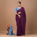 Wine Purple Khadi Cotton Saree