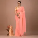 Blush Peach Khadi Cotton Saree