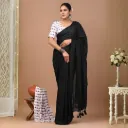 Classic Black Khadi Cotton Saree