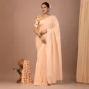 Pale Apricot Khadi Cotton Saree