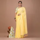 Butter Yellow Khadi Cotton Saree