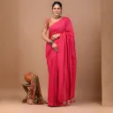 Bright Fuchsia Pink Khadi Cotton Saree