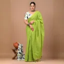 Leaf Green Khadi Cotton Saree